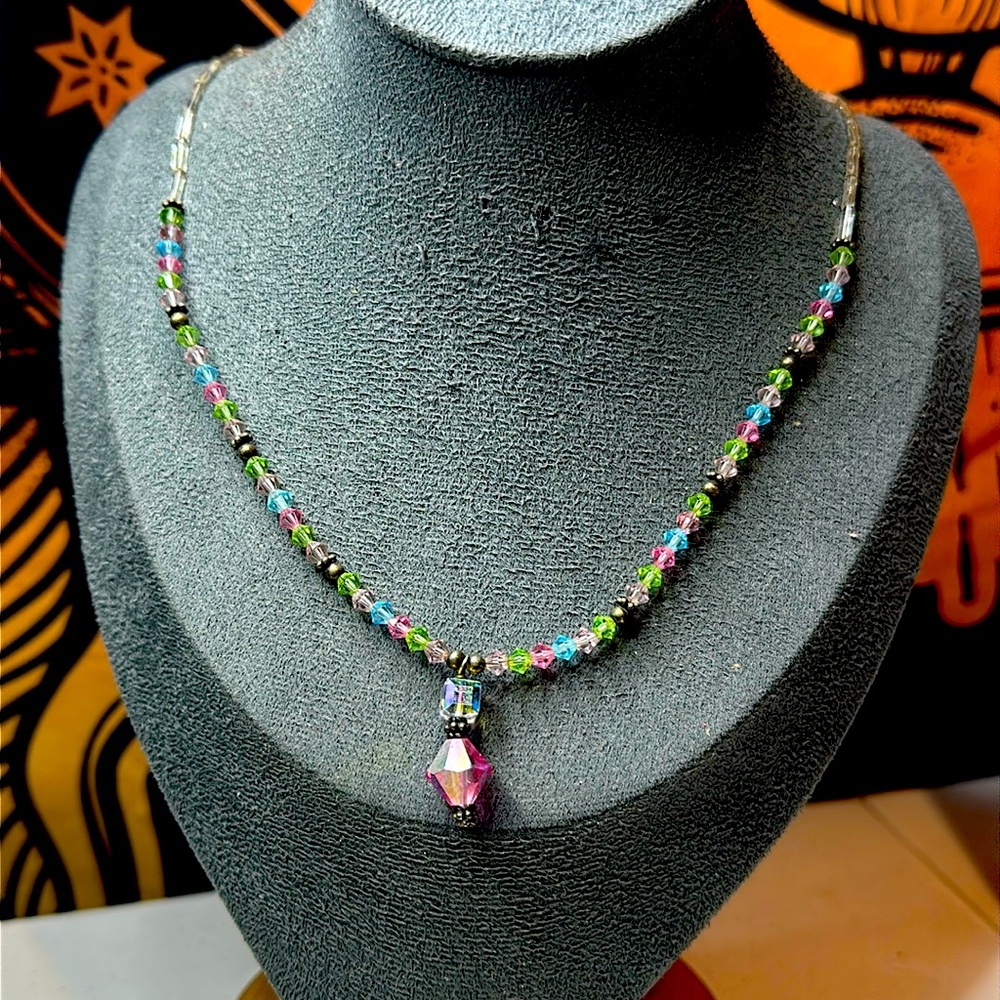 Sterling silver crystal necklace